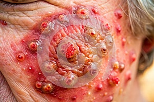 Understanding MRSA Skin Infection Closeup Examination of Redness Inflammation and Pus for Medical Professionals and photo