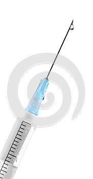 Close-up of Medical syringe isolated on white