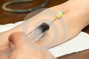 Close up of a medicine injection