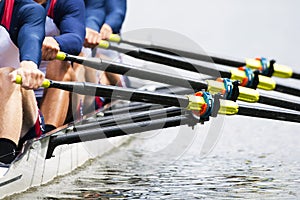 Close up of men's rowing team