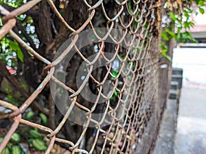 close up of metal chain link fence