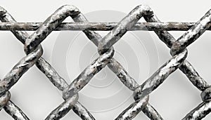 A close up of a metal chain link fence