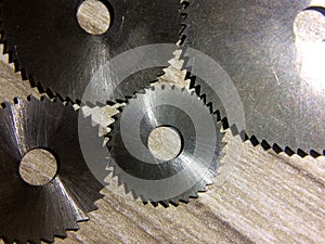 Close up of metal circular saw blade