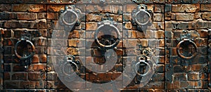 Close Up of Metal Door on Brick Wall