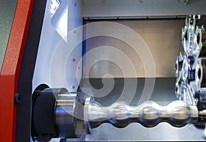 Close up metal processing on CNC milling machine