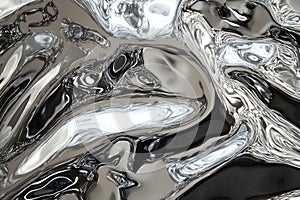 Metallic liquid abstract surface with ripple effect. AI generated