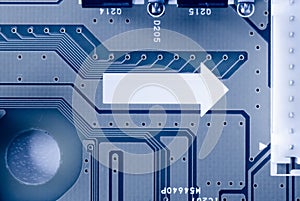 Close-up of micro circuit, resistors and chip of a photo