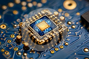 Close-up of microchip cpu showing computing power and technology