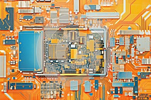 close-up of microchips and circuits under magnification