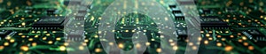 Close-Up of Microchips Green Circuit Board vector