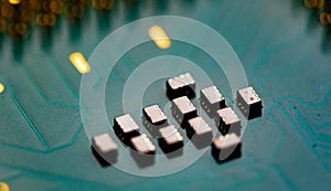 Close up of microchips and pins on Main CPU PC processor circuit