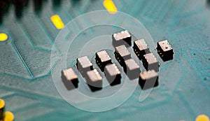 Close up of microchips and pins on Main CPU PC processor circuit