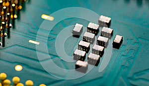 Close up of microchips and pins on Main CPU PC processor circuit