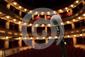 Close up of microphone in concert hall