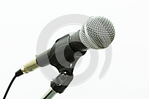 Close up of microphone in concert hall or conference room, Close up old microphone in conference room , Studio equipment