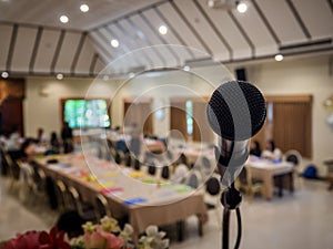 Close up of microphone in conference room