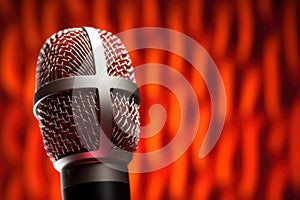 close-up of a microphone with fluffy windscreen