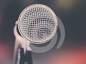 Close up of microphone in karaoke room or conference room