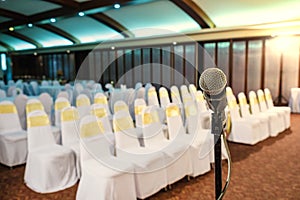 Close up of Microphone in meeting room for seminar