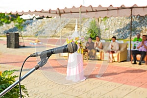 Close up of Microphone over the Podium in the morning Event