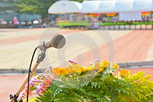 Close up of Microphone over the Podium in the morning Event