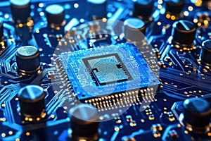 Close-up of a Microprocessor on a Circuit Board