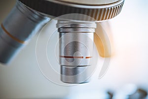 Close-up Microscope for laboratory research. Photo of a medical microscope and equipment,Scientific and healthcare research