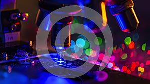 Close Up of a Microscope Lens Focused on a Surface