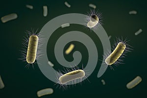 Close up of microscopic bacteria , 3d illustration