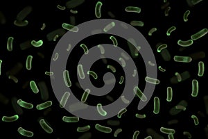 Close up of microscopic bacteria , 3d illustration