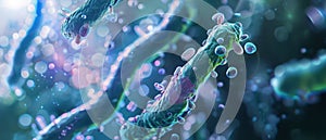 Close-Up Microscopic View Of Rod-Shaped Bacteria In A Liquid Medium