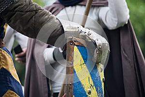 Medieval warrior holding the shield