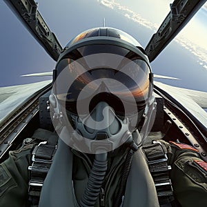 A close up of a military pilot