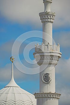 Close up of minaret of mosque