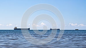 Close-up of a minimalistic seascape on a bright summer day.