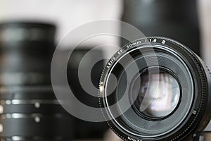 Close up of a Mirrorless camera lens