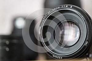 Close up of a Mirrorless camera lens