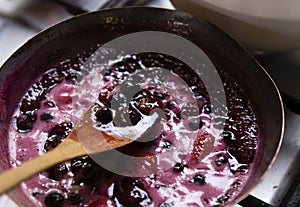 Close up of a mixed berries sauce