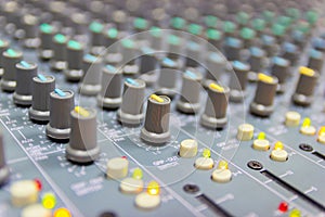 Close up Mixing Console of a big HiFi system