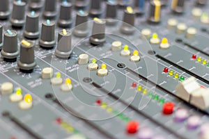 Close up Mixing Console of a big HiFi system