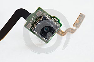 Close-up mobile camera on electronic board