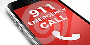 Close up of a mobile phone with the emergency number 911 displayed