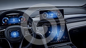 Car Dashboard Display Modern Vehicle Interior, Digital Technology