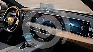 Car Interior Futuristic Dashboard with Digital Display
