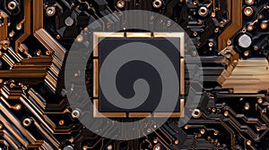 Close-up of a modern computer processor on a circuit board.