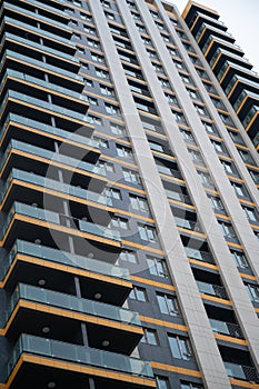Close-Up of a Modern High-Rise Apartment Building