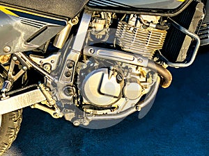 Close up of modern motorcycle engine