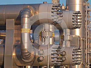 Close up of a modern natural gas processing plant