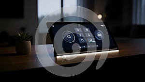 Smart Home Control Panel Interface on Tabletop