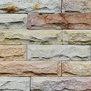 Close up modern stone brick wall surfaced photo